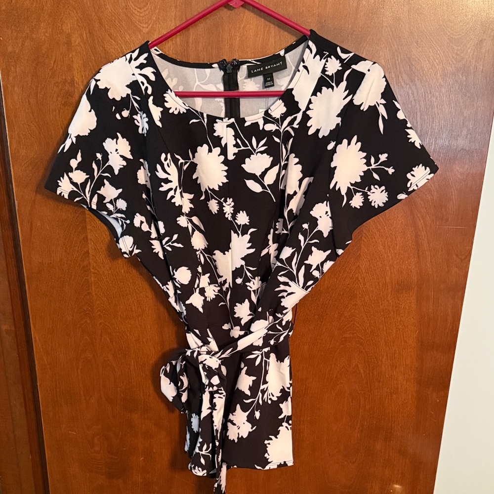 Lane Bryant Black and White Floral Blouse